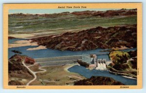 Aerial View DAVIS DAM ~ NEVADA ~ ARIZONA Colorado River ca 1940s Linen