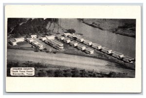 Aerial View Charro Courts Motel Brownsville Texas TX UNP B&W Chrome Postcard A15