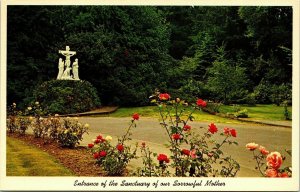 Entrance Santurary Sorrowful Mother Statue Memorial Portland Oregon OR Postcard 