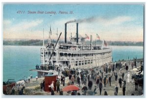 c1910 Steam Boat Landing Steamer Ferry Peoria Illinois Vintage Antique Postcard