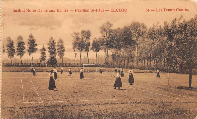 Eecloo Eeklo Belgium Notre Dame aux Epines Ladies Tennis Sports Postcard AA68443