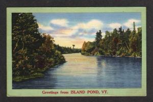 VT Greetings from ISLAND POND VERMONT Postcard Linen PC