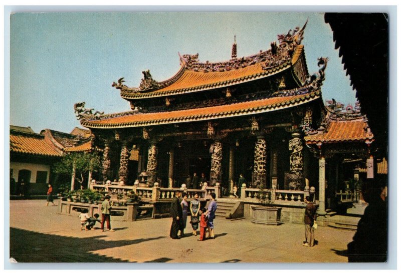 Taipei Taiwan Postcard Lungshan Temple Entrance c1950's Vintage Unposted