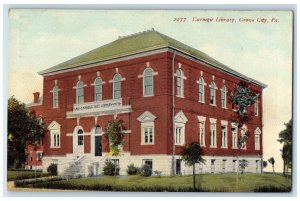 1913 Stairway to Entrance Carnegie Library Grove City Pennsylvania PA Postcard