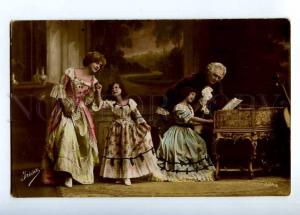 233817 Victorian FASHION Family Girls Harpsichord PHOTO IRISA