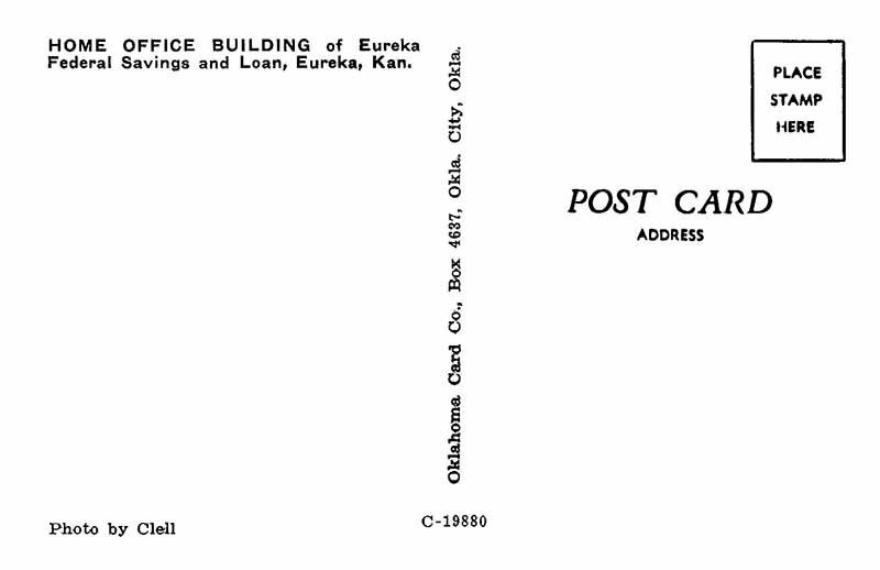 Postcard BUILDING SCENE Eureka Kansas KS AT3613