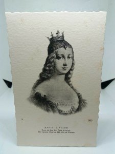 Marie D'Anjou Vintage French Art Portrait Postcard Nobility Royalty Queen