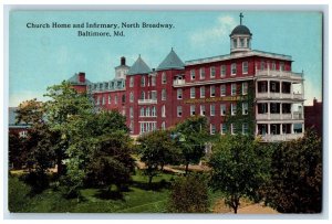 1910 Church Home Infirmary North Broadway Baltimore Maryland MD Vintage Postcard 