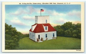 STAMFORD, NY New York ~ MT UT-SAY-AN-THA OBSERVATORY c1940s Linen Postcard