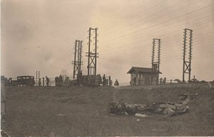 Railroad train and car accident disaster vintage real photo postcard 