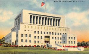 FORT WORTH, TX Texas   MASONIC TEMPLE~Fraternal Org  c1940's Linen Postcard