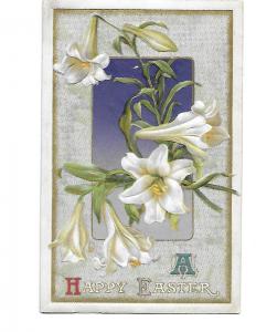 A Happy Easter Lilies on Embossed Foil Coated Card