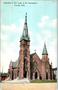 Cathedral of Our Lady of the Assumption Lincoln Nebraska Postcard Posted 1910