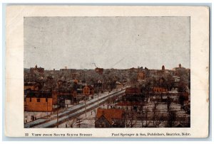 1908 Bird's Eye View From South Sixth Street Beatrice Nebraska NE Trees Postcard