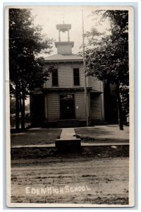 1909 Eden High School Building Eden New York NY RPPC Photo Antique Postcard