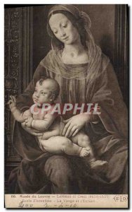VINTAGE POSTCARD Museum Of Louvre Lorenzo di Credi the virgin and the child