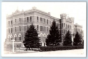 Carroll Iowa IA Postcard RPPC Photo St. Angela Academy Building c1940's Vintage