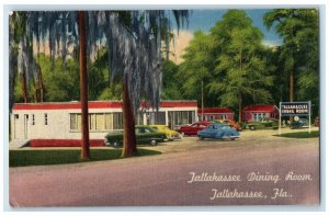 1953 Tallahassee Dining Room Restaurant Classic Car Tallahassee Florida Postcard