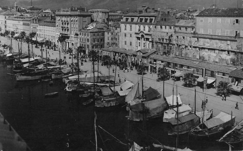 Split Croatia Buildings On River Real Photo Antique Postcard K85270