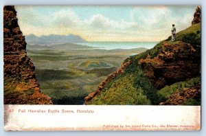 c1900 Honolulu Hawaii HI Vintage Postcard Pali Hawaiian Battle Scene Aerial View