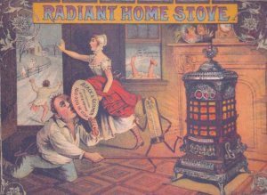 1880s Radiant Home Stove Base Burner Anthropomorphic Thermometer Trade Card