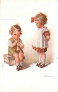 C-1910 Children Music Horn Artist humor artist impression Postcard 22-7352