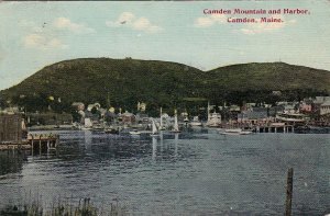 Postcard Camden Mountain and Harbor Camden ME