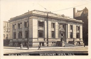 Davenport Iowa 1920s RPPC Real Photo Postcard Public Library