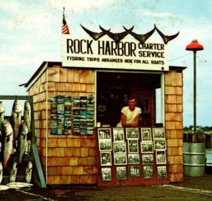 Orleans Massachusetts Rock Harbor Charter Fishing Trips - Postcard Displayed