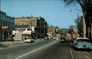 Richfield Springs New York NY Classic Cars Mobilgas Bus Vintage Postcard