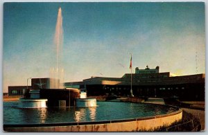 Vtg Pennsylvania PA Fountain Greater Pittsburgh Airport Entrance 1950s Postcard