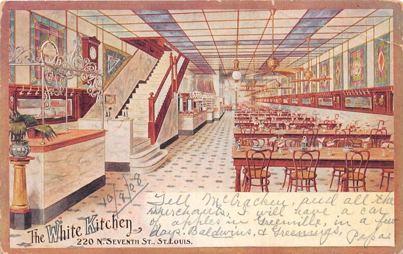 J49/ St Louis Missouri Postcard c1910 Interior The White Kitchen 147