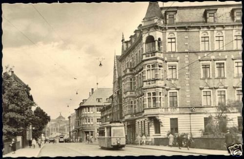 germany, NORDHAUSEN, Karl Marx Strasse, TRAM 1950s RPPC