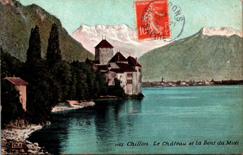 Switzerland Chillon Le Chateau et la Dent du Midi 1909