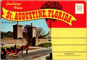 St Augustine, Florida, Vintage Chrome Souvenir Folder Postcard, 13 Views