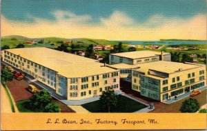 Linen Postcard L.L. Bean Inc. Factory in Freeport, Maine~135462