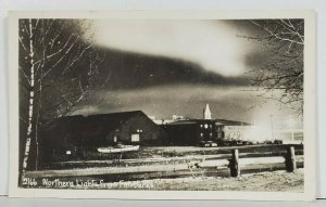 Fairbanks Alaska Northern Lights & Town RPPC Hardware Store Postcard O17