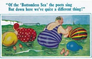 Vtg Saucy Seaside Comic Postcard BAMFORTH Big Boobs Come Round