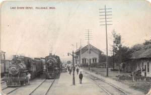 J66/ Hillsdale Michigan Postcard c1910 Lake Shore Railroad Depot 285