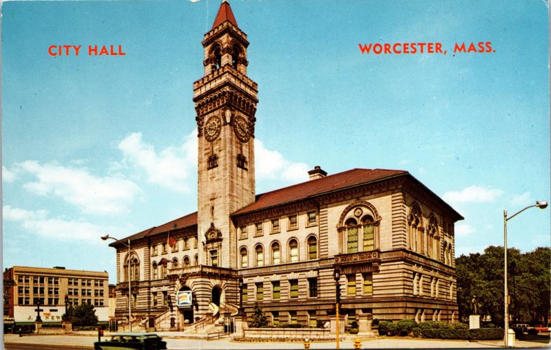 Worcester MA City Hall Postcard unused 1964