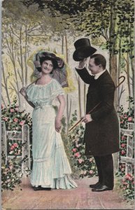 Victorian Romantic Couple Dressed Up Vintage Postcard 09.22