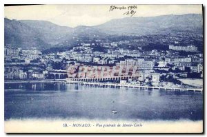 Old Postcard Monaco General view Monte Carlo