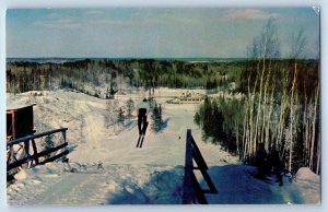 c1960 Ely Minnesota MN Postcard Ski Jump Hidden Valley Winter Sports Center Snow