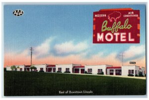 Lincoln Nebraska NE Postcard Buffalo Motel East Of Downtown Lincoln c1950's