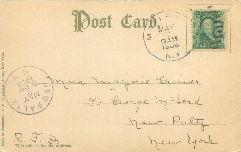 New York Poughkeepsie Bridge 1906 UDB Litho Postcard Used, Buildings