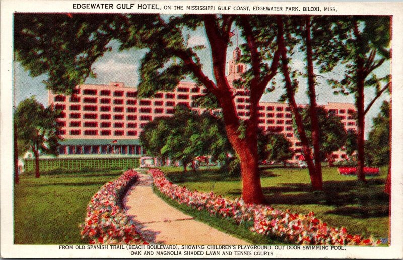 Edgewater Gulf Hotel on the Mississippi Gulf Coast Biloxi MS Postcard PC84