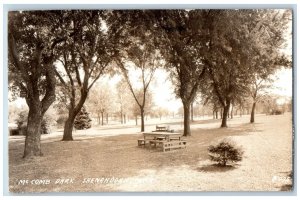 Shenandoah Iowa IA Postcard RPPC Photo View Of Mc Comb Park Trees c1940's