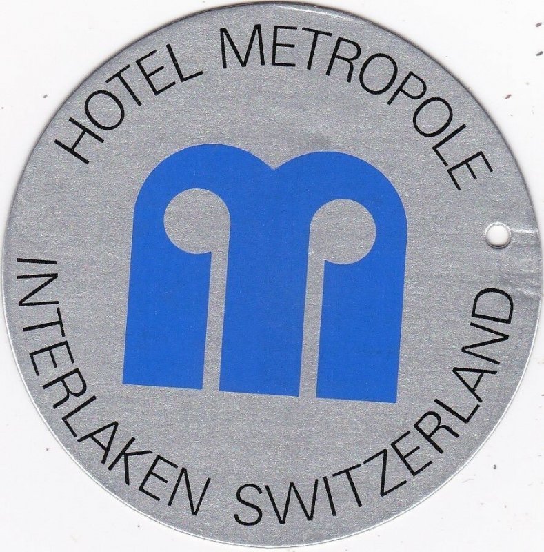 Switzerland Interlaken Hotel Metropole Vintage Luggage Tag sk4288