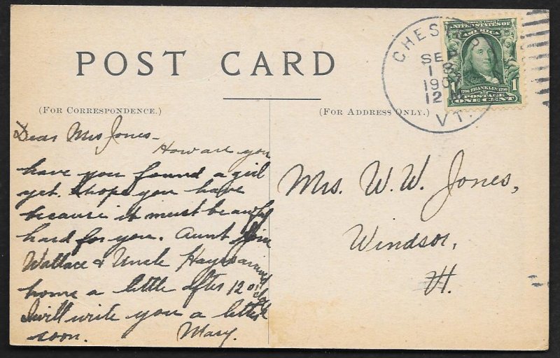 The Fullerton Hotel Chester Vermont Used c1907