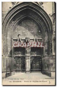 Old Postcard Avignon door of St. Peter Church